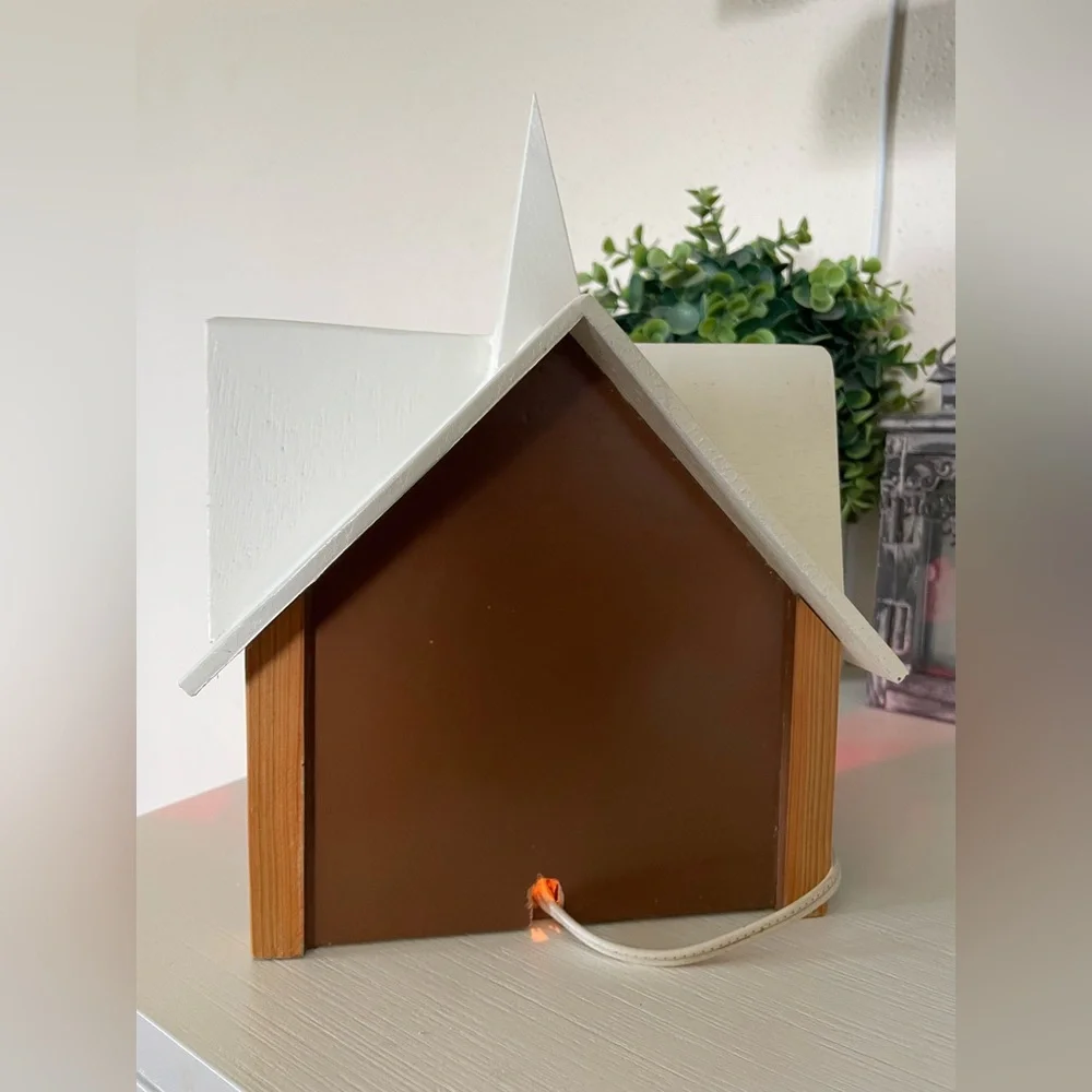 Vintage Handmade Wood Lighted Church Chapel Religious decor church Sunday school